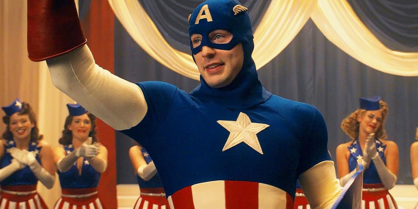 Steve Rogers during the Star Spangled Man Scene in Captain America: The First Avenger