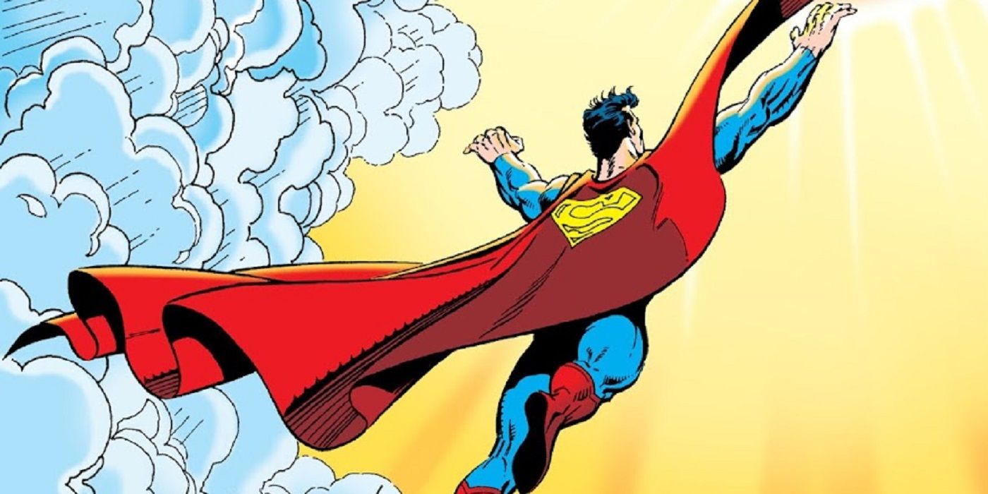 Superman flying into the afterlife