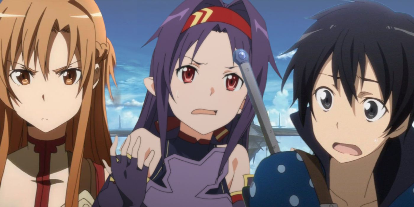 Asuna, Yuuki and Kirito in Sword Art Online