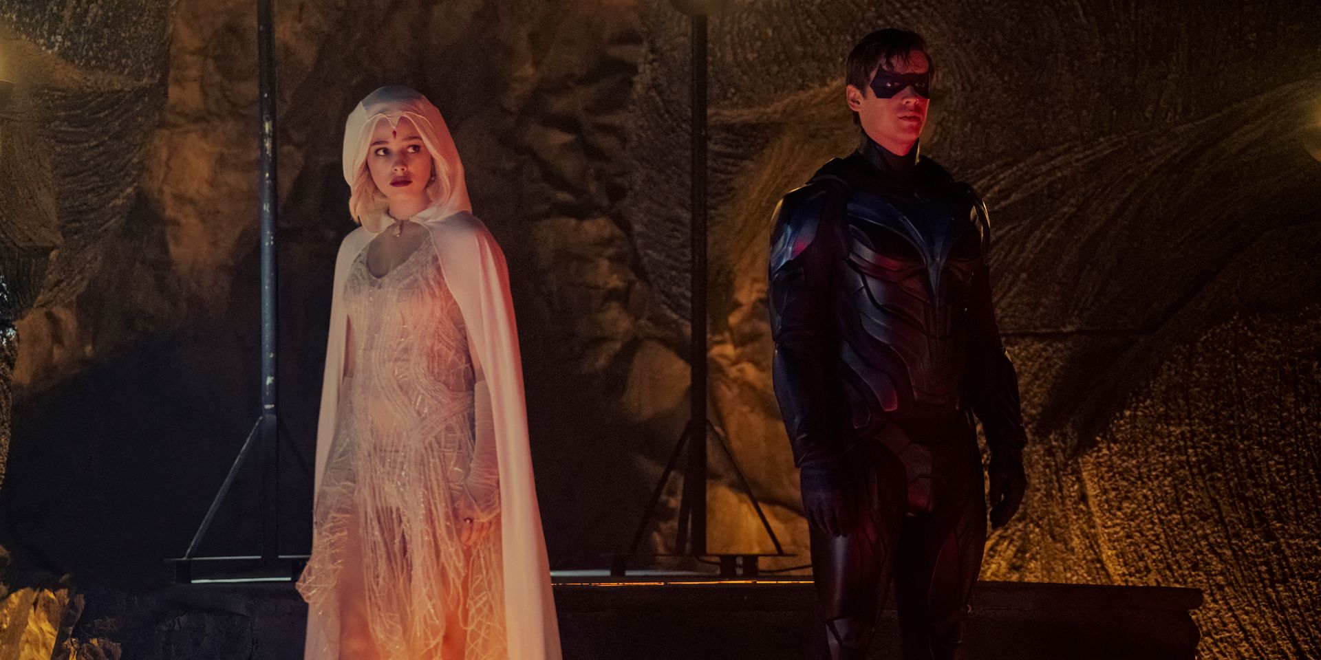 Titans Raven and Nightwing inspect the Church of Blood