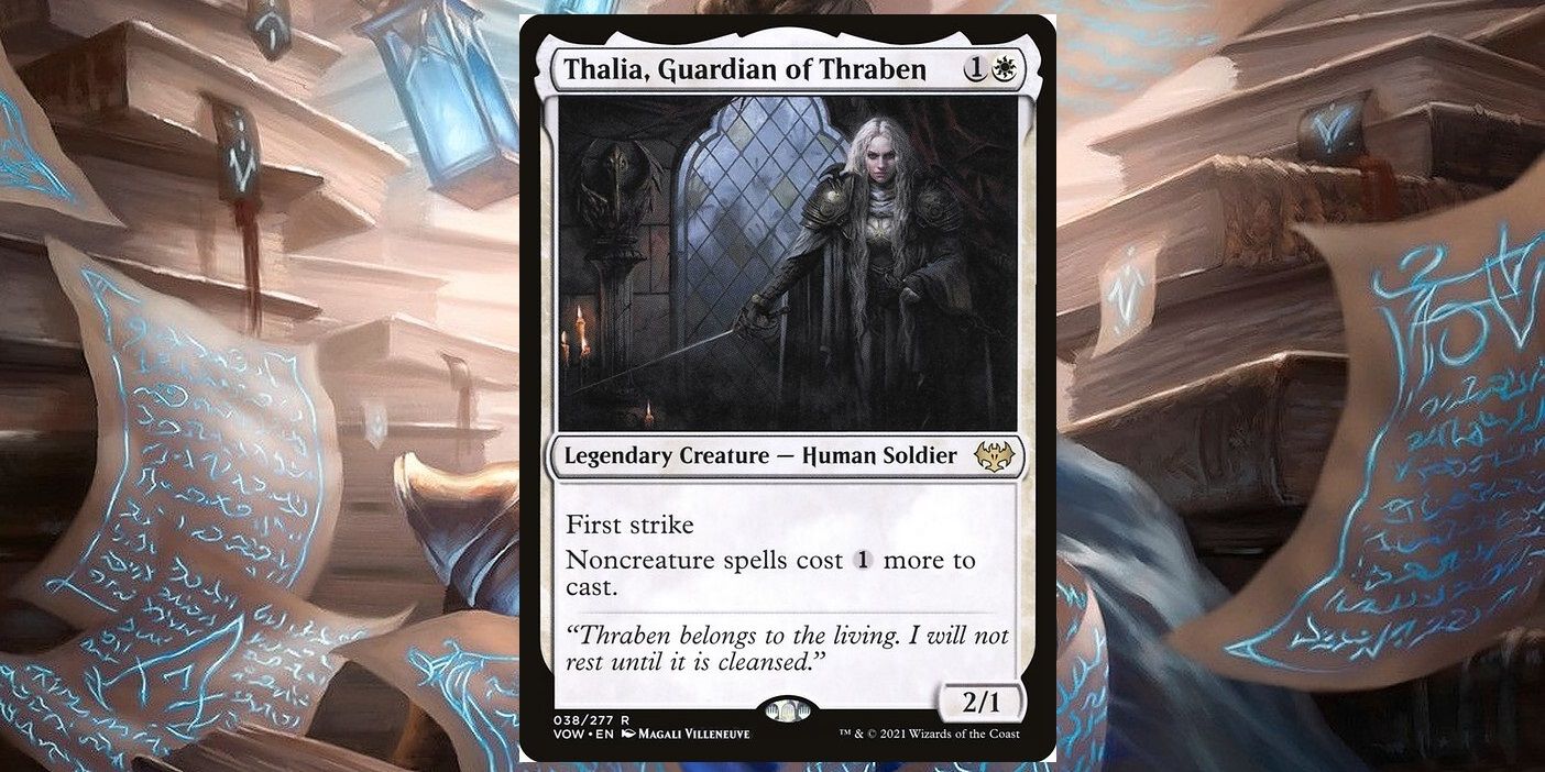 Thalia, a carta lendária Guardiã de Thraben em Magic: The Gathering.