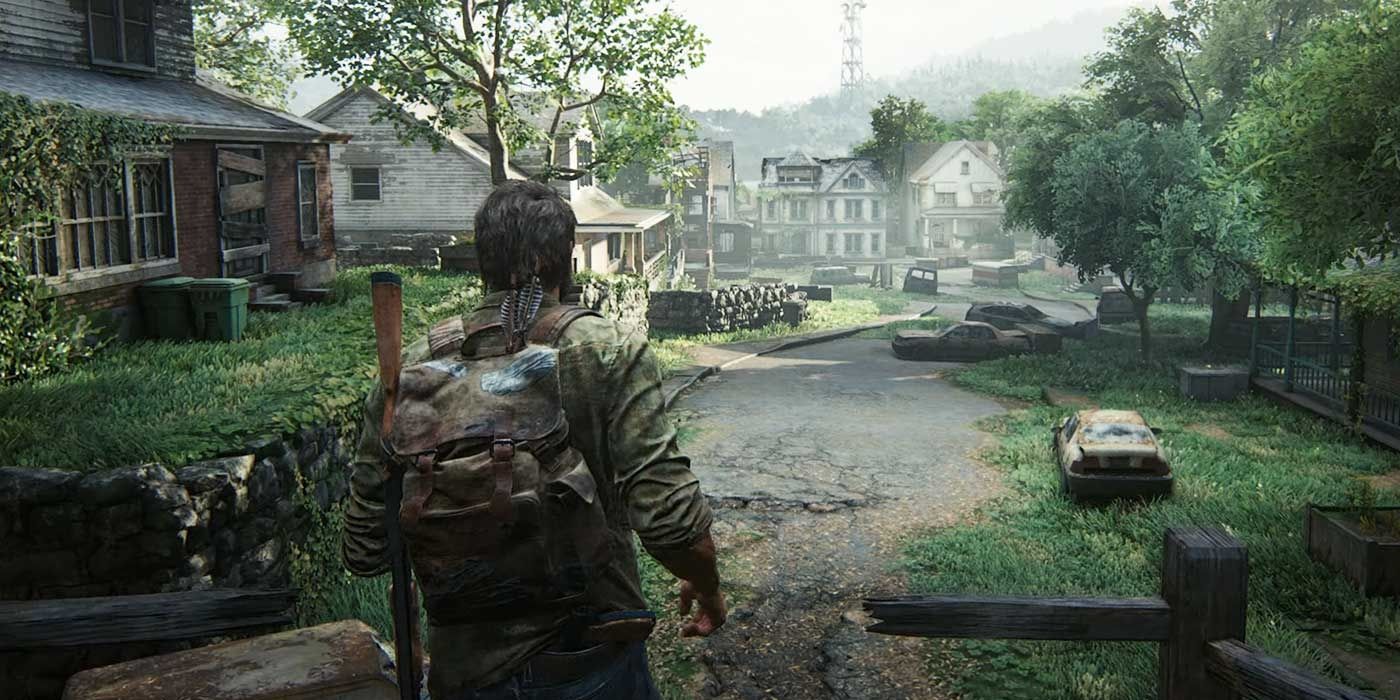 Joel explorando na jogabilidade de The Last of Us Part I