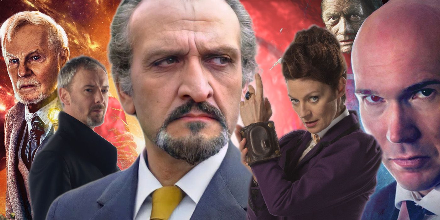 Roger Delgado, Michelle Gomez, John Simm and Derek Jacobi play different incarnations of the Master in Doctor Who