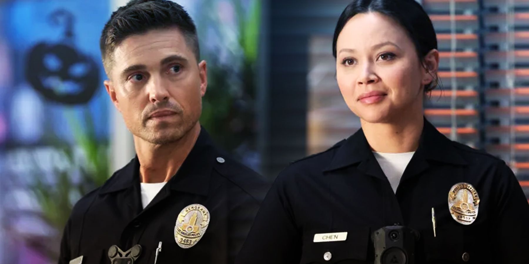 From left to right: Tim Bradford and Lucy Chen of 'The Rookie'.