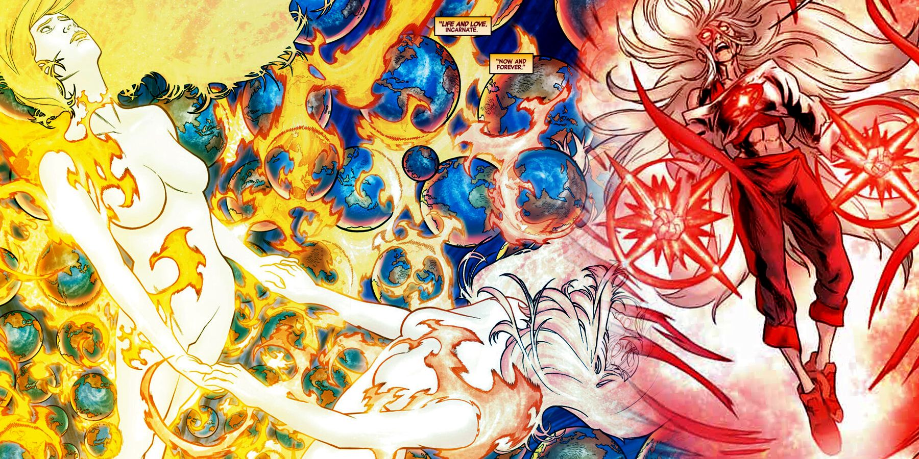 Starbrand and Firehair make a sacrifice in comic 'Avengers Assemble Omega'.