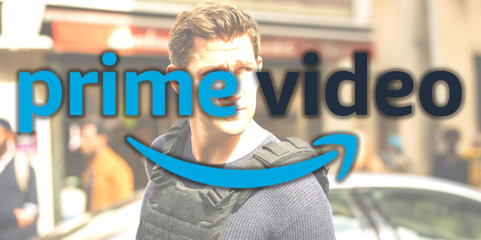 Jack Ryan shifts his head to the side and looks up behind the Prime Video logo