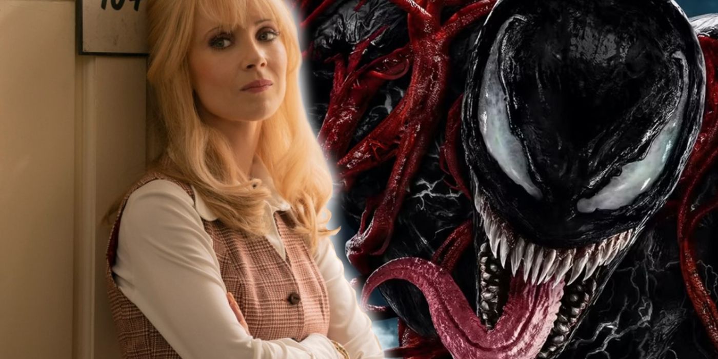 Juno Temple in The Offer next to an image of Venom from Venom: Let There Be Carnage