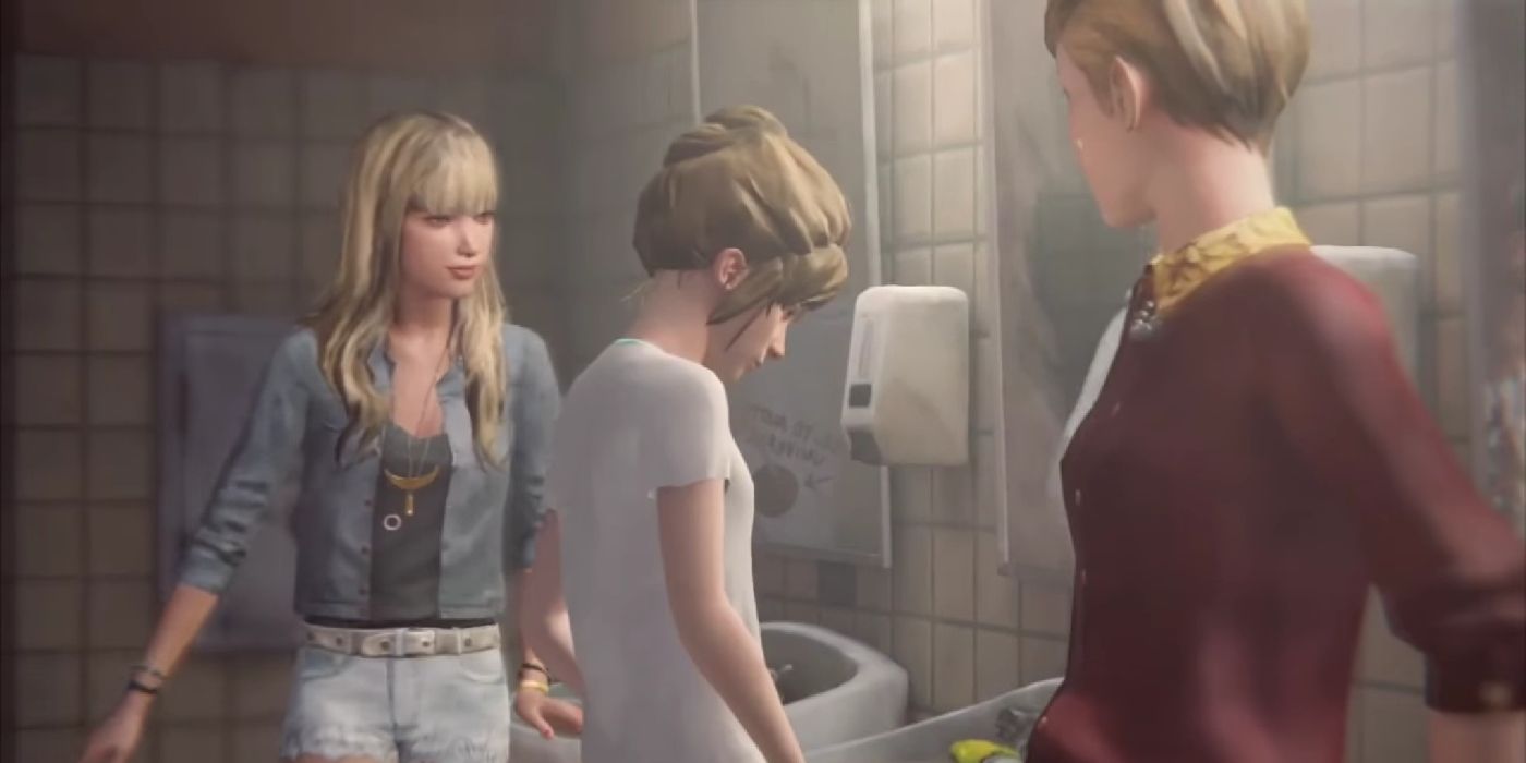 Victoria Chase e Taylor Christensen tirando sarro de Kate Mars em Life is Strange