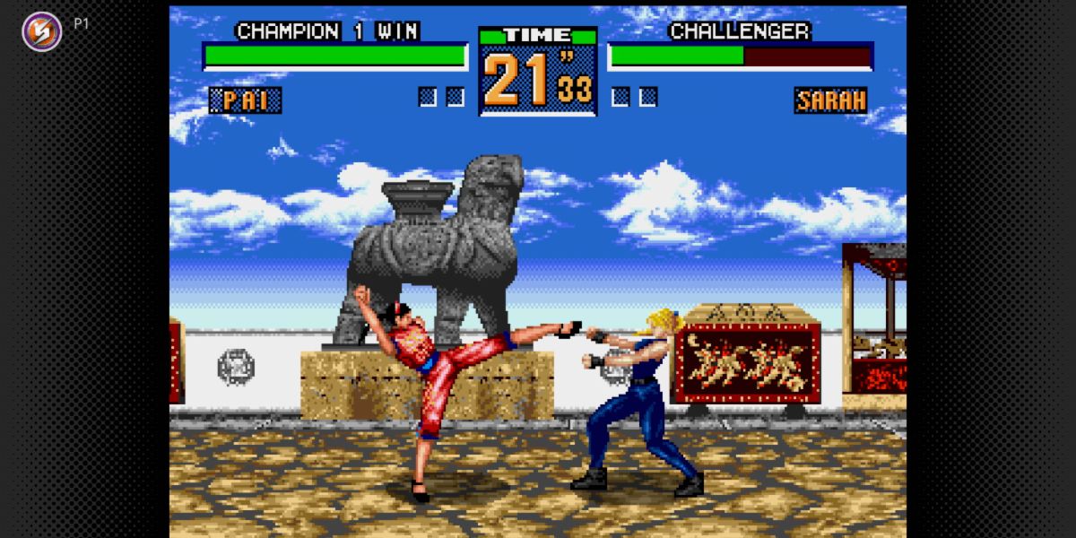 Pai Chan luta contra Sarah Bryant em Virtua Fighter 2 para Sega Genesis no Nintendo Switch Online