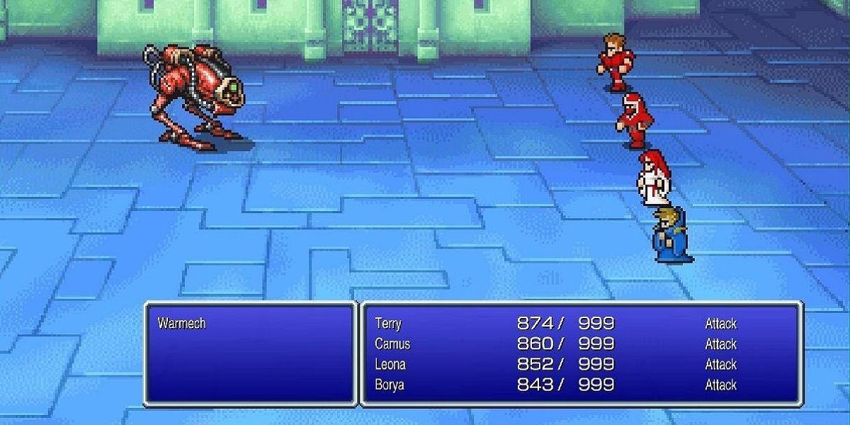 Final Fantasy I - Le groupe combat le boss de l'unité de robots Warmech