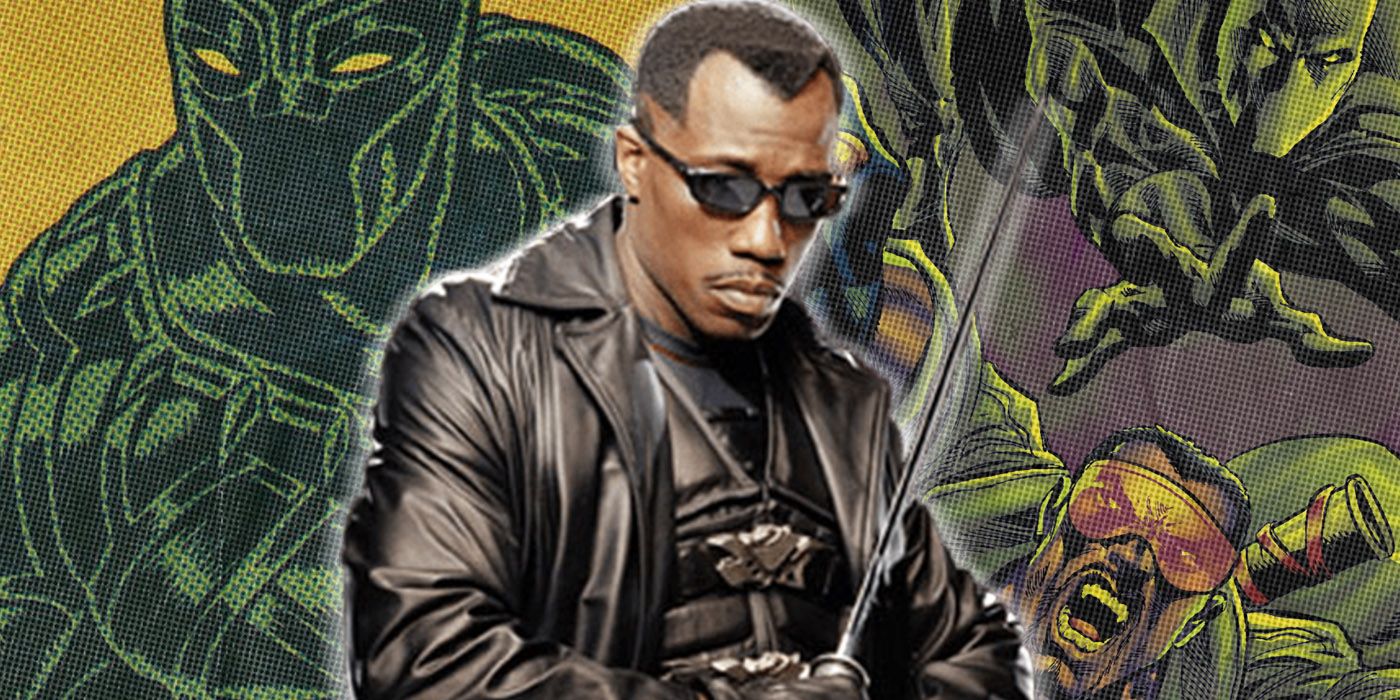 Wesley Snipes as Blade with Black Panther behind him