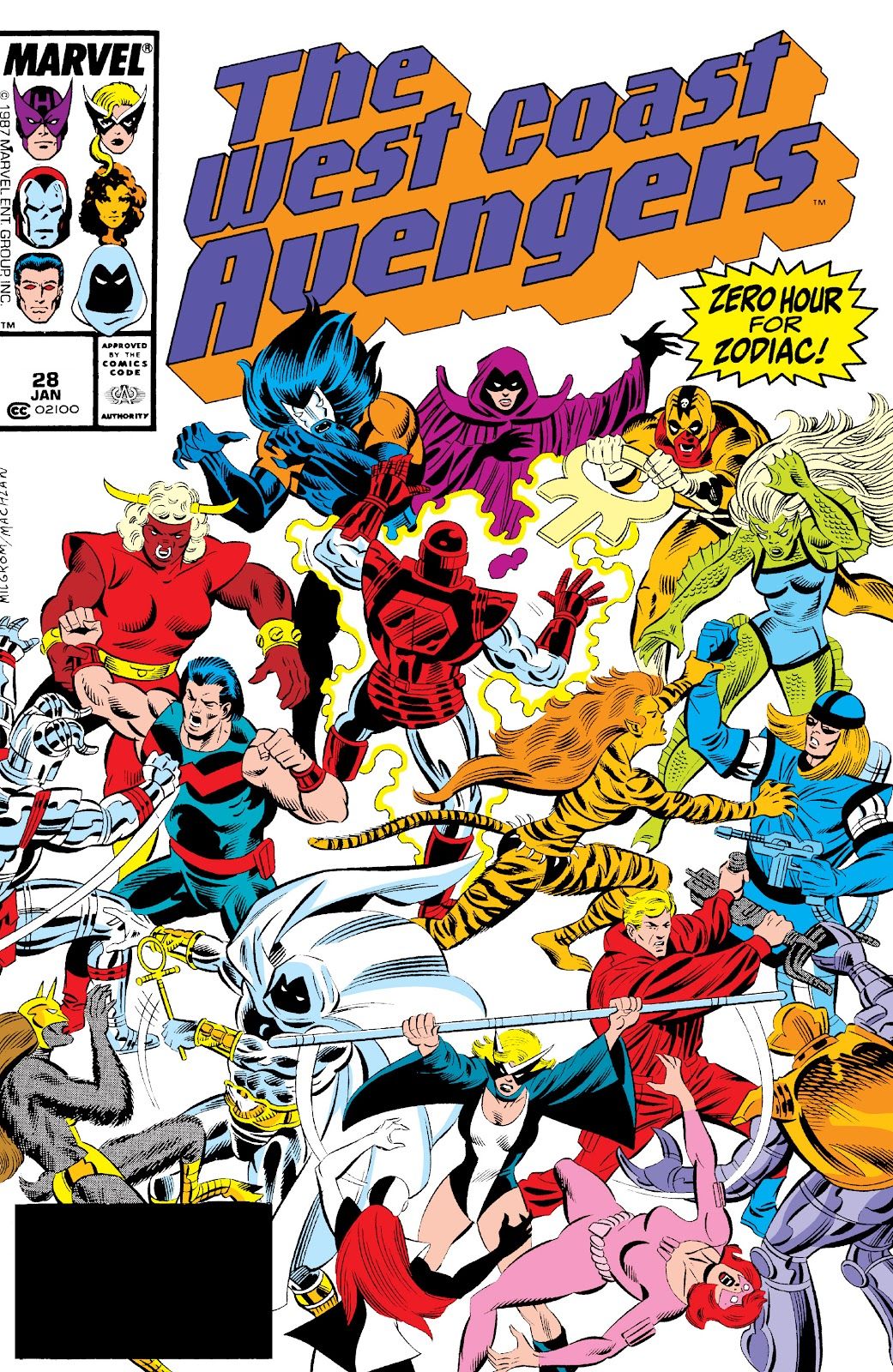 Mike Machlan finalizando para Al Milgrom em West Coast Avengers