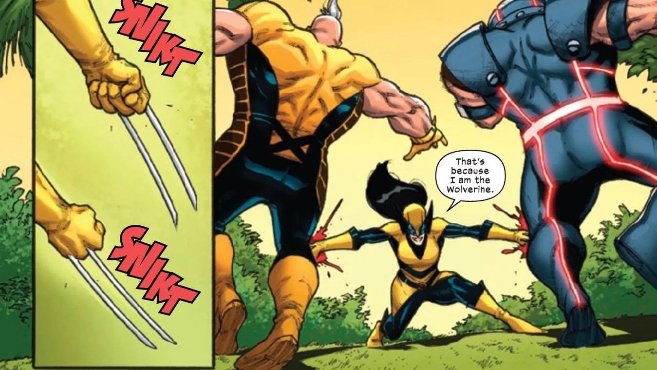 Wolverine stabbing some friends in their knees