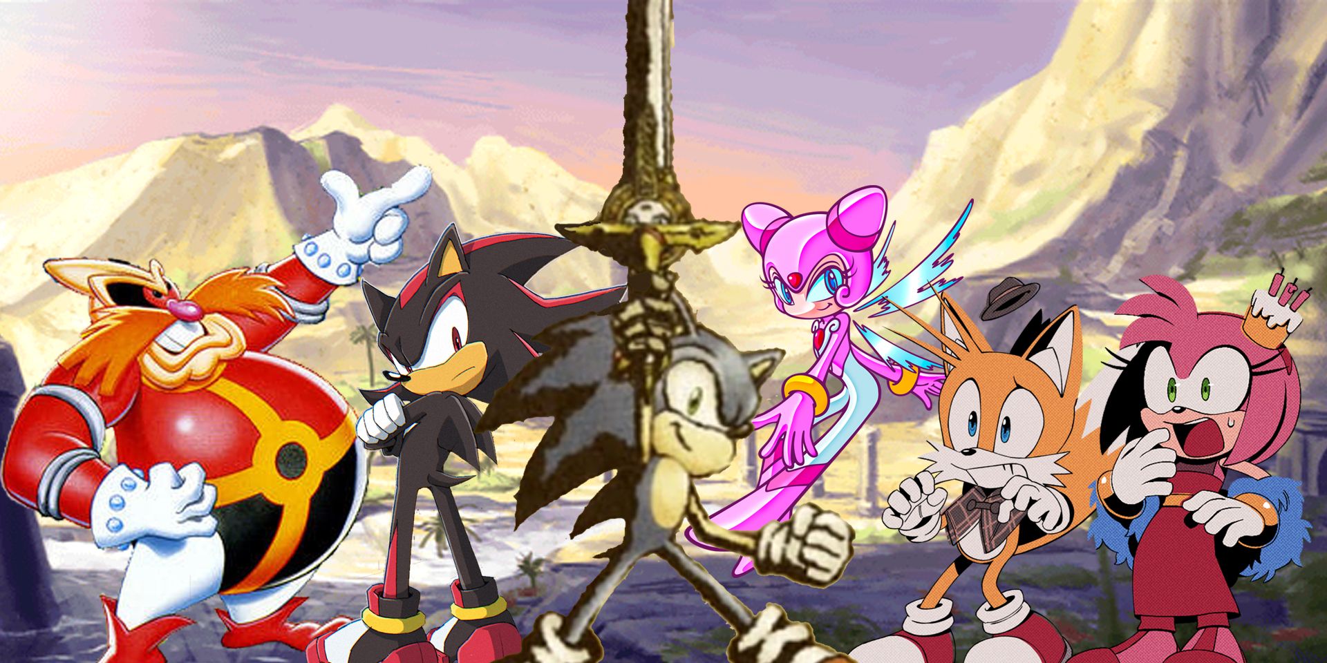 The cast of Sonic the Hedgehog all pose.