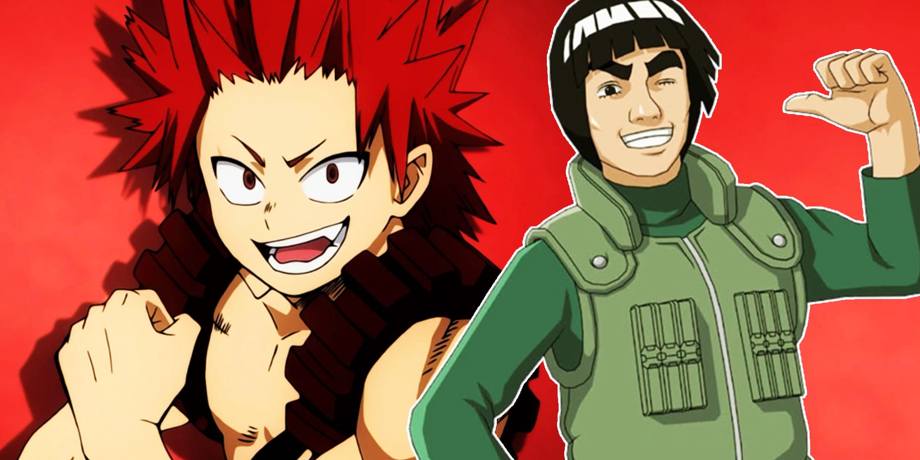 Eijiro Kirishima from anime My Hero Academia and Might Guy from anime Naruto