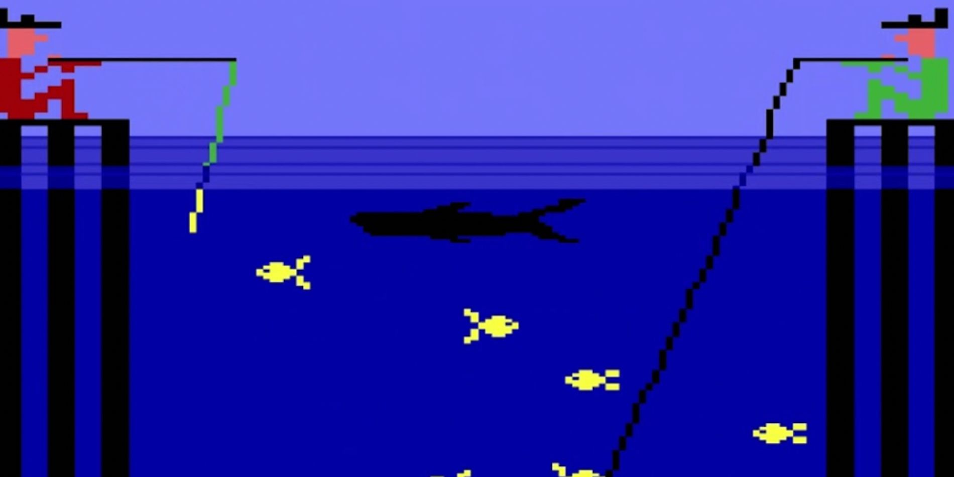 A fishing game from 32 in 1 for the Atari 2600