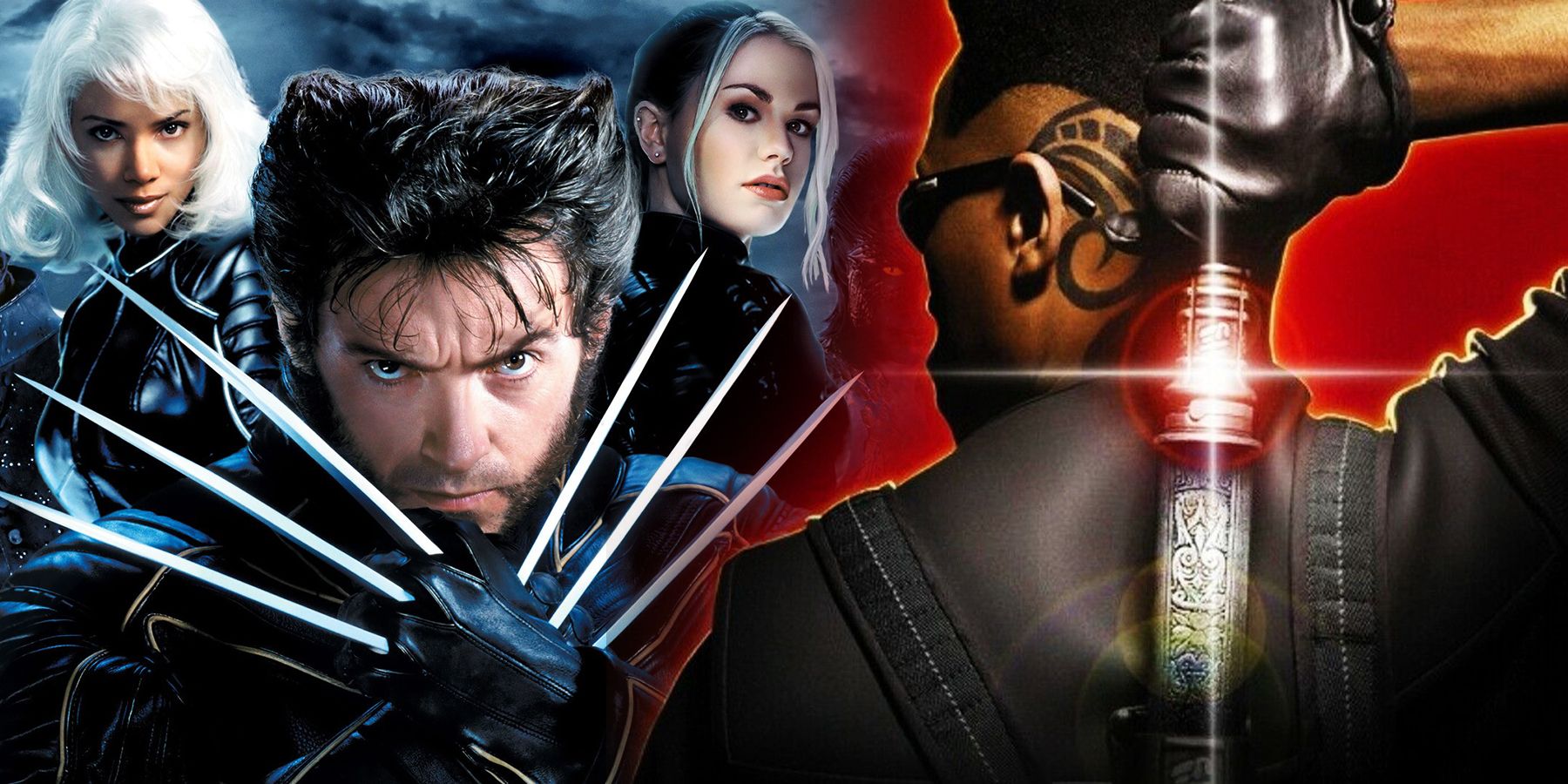 Storm, Wolverine and Rogue from 2000's X-Men and Blade from 1998's Blade
