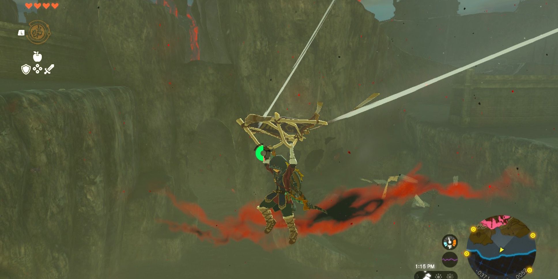 Parapente até a entrada frontal das docas em Zelda Tears of the Kingdom