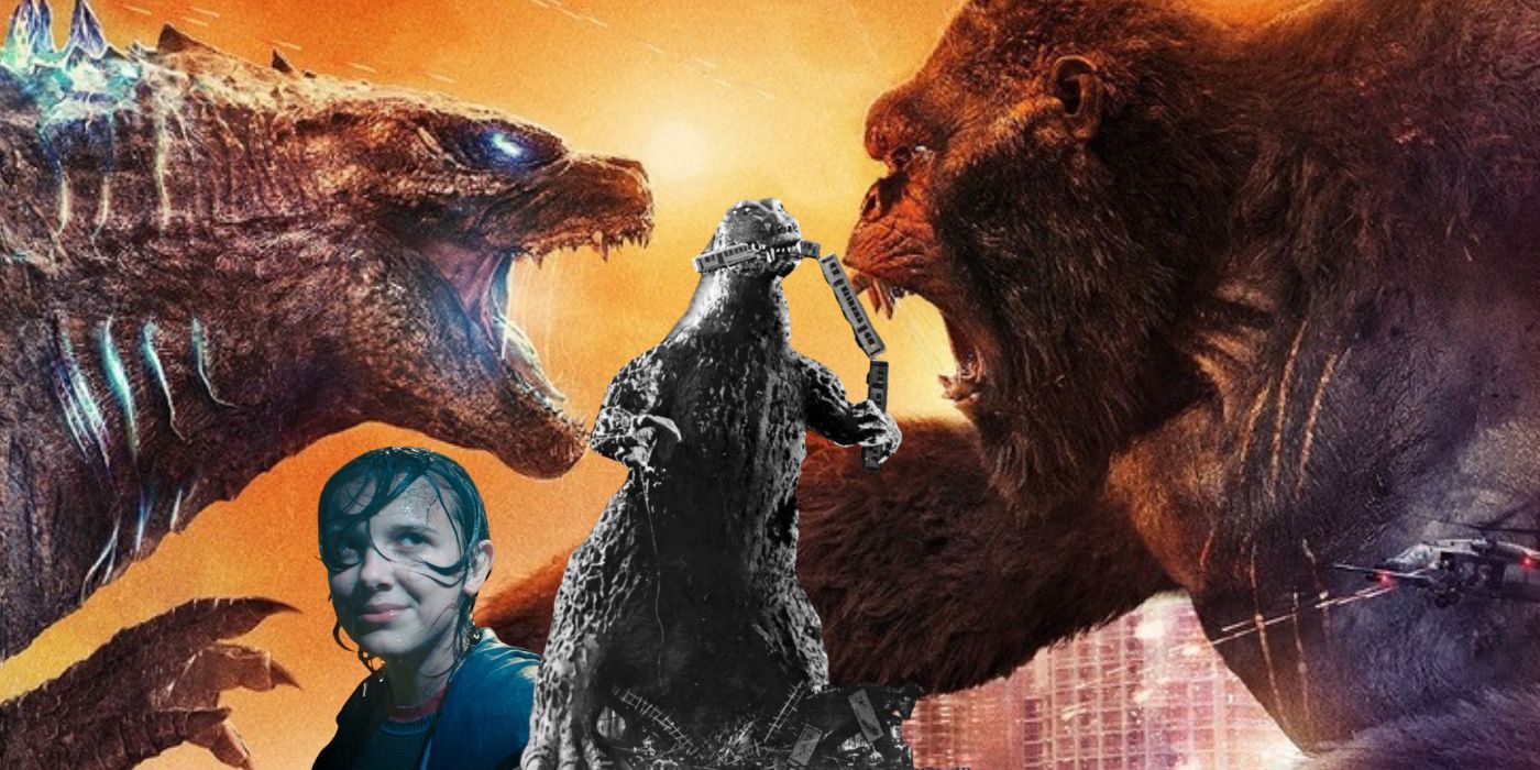 A combined image of Godzilla Vs Kong, Godzilla: King of the Monsters, and Godzilla 1954