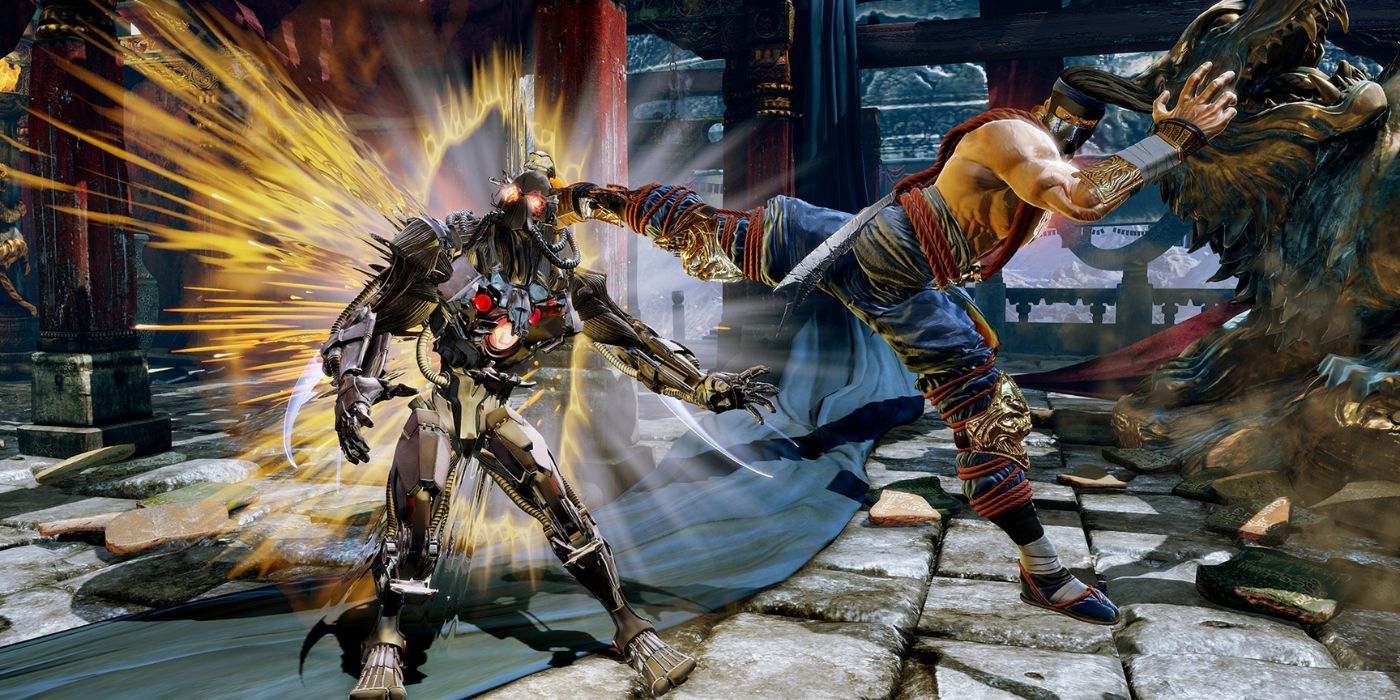 Um lutador dá um salto em Killer Instinct