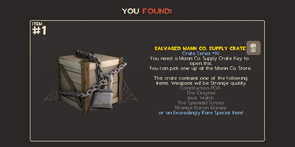 Uma caixa de suprimentos da Mann Co. como visto em Team Fortress 2