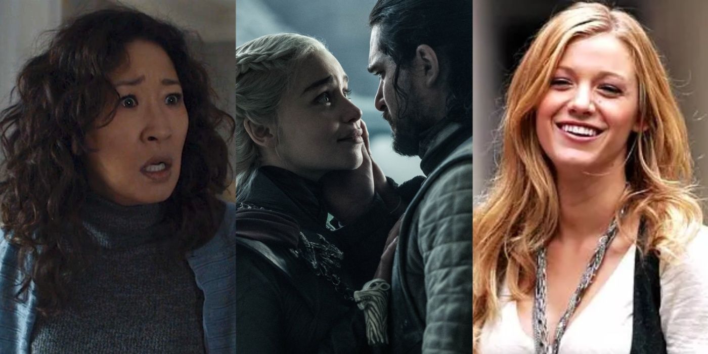 A split image of Eve from Killing Eve, Daenerys and Jon from GoT, and Serena from Gossip Girl