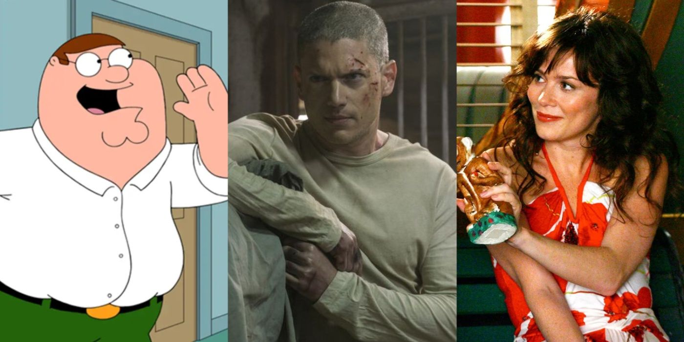 A split image of Peter Griffin in Family Guy, Michael in Prison Break, and Pushing Daisies