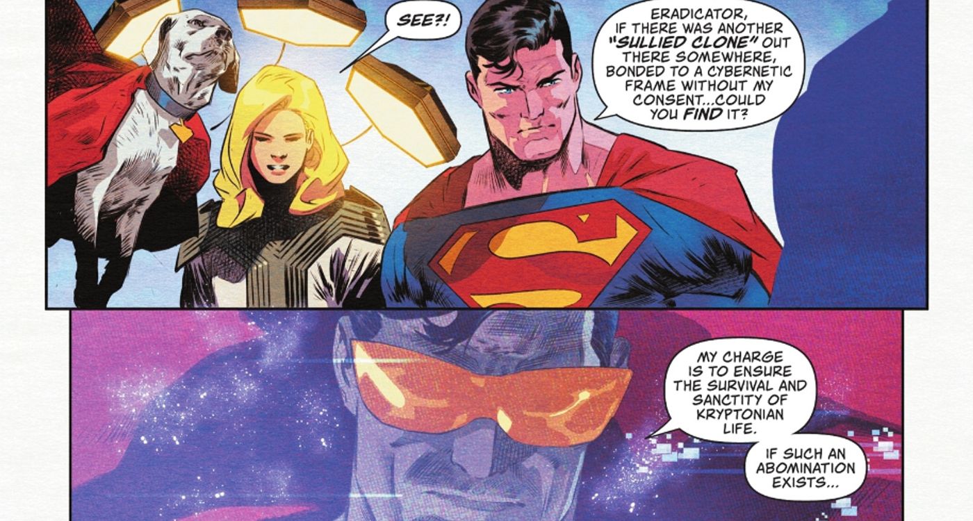 Superman convence o erradicador a ajudá-lo a caçar os restos desonestos de Hank Henshaw
