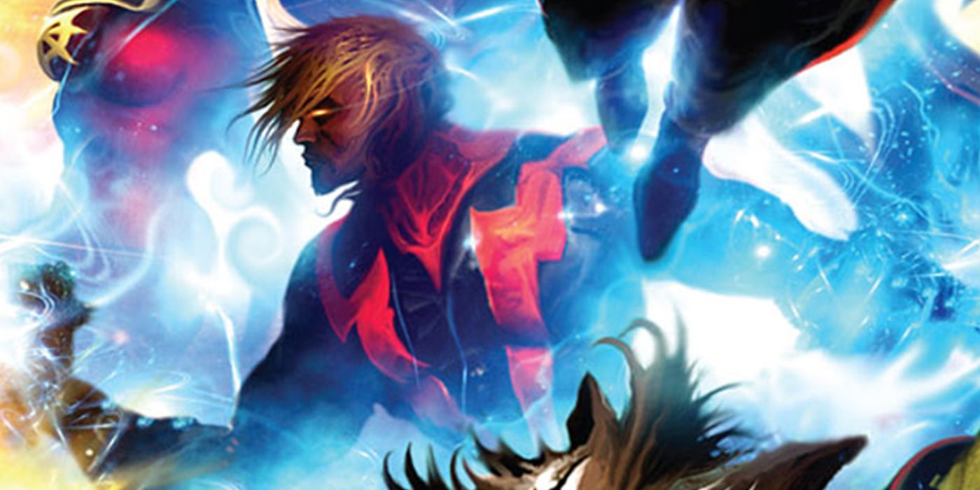 Adam Warlock using his quantum magic with the Guardians of the Galaxy