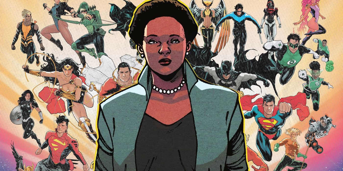 Amanda Waller and Dc Heroes behind her from Dawn of DC: Primer #1