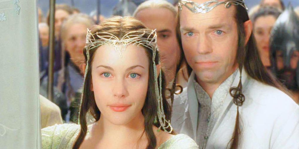 Arwen and Elrond arrive in Minas Tirith in The Lord of the Rings