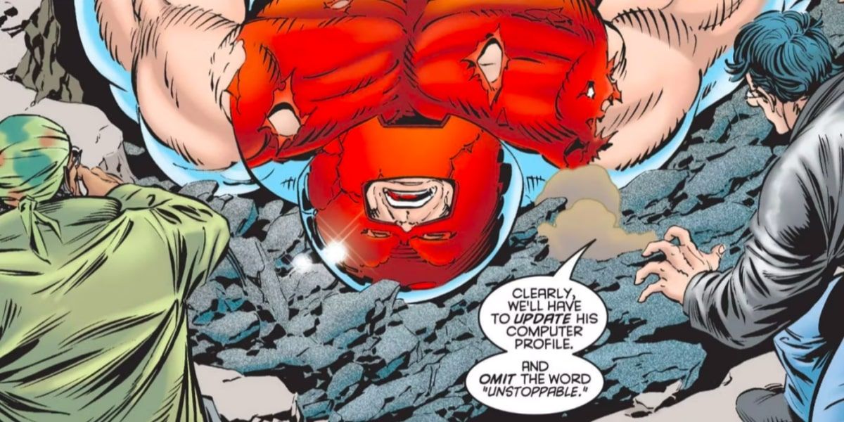 As Juggernaut lays defeated on the ground, Hank McCoy aka Beast makes a funny remark