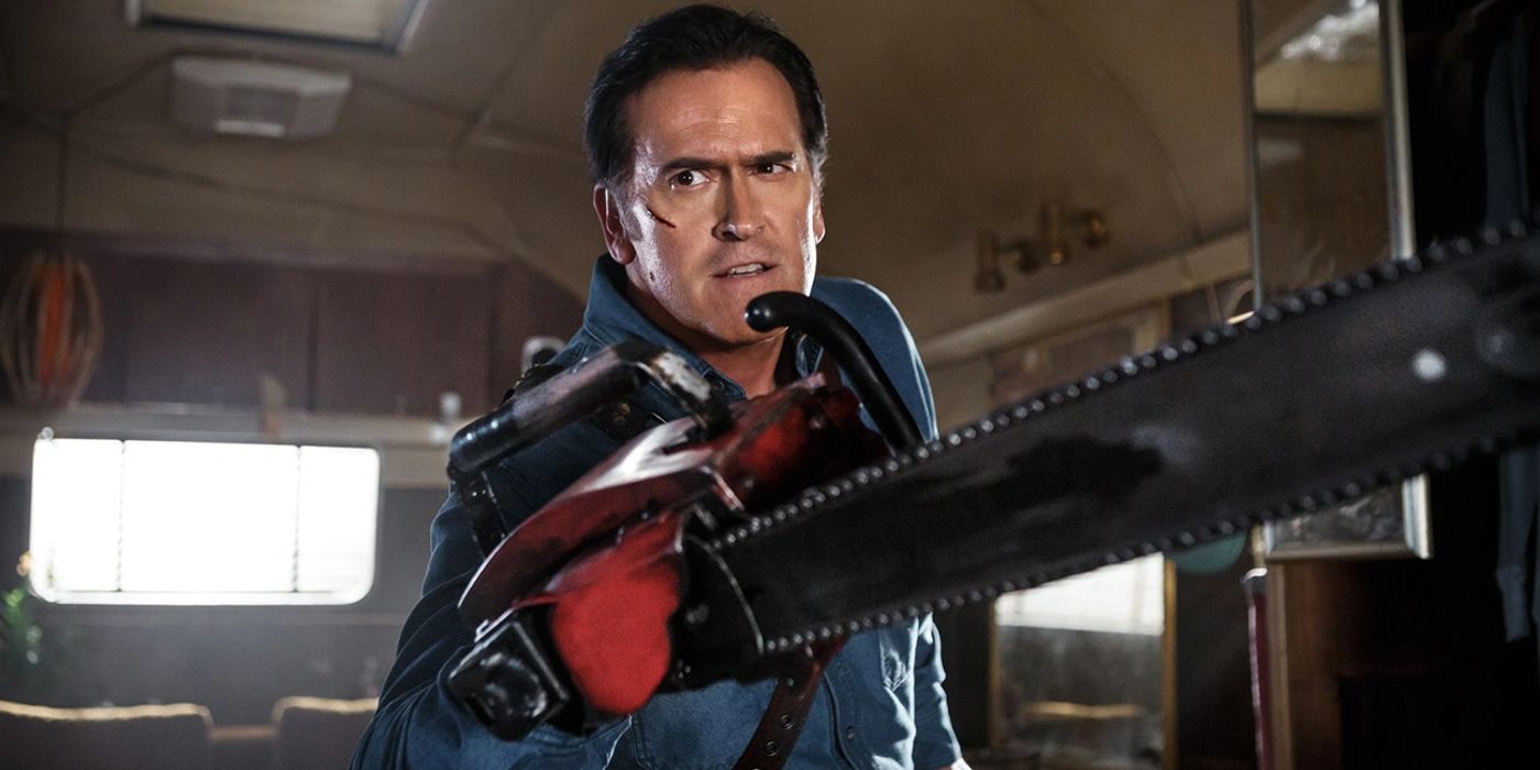 Ash wears a chainsaw for a hand in Ash vs Evil Dead