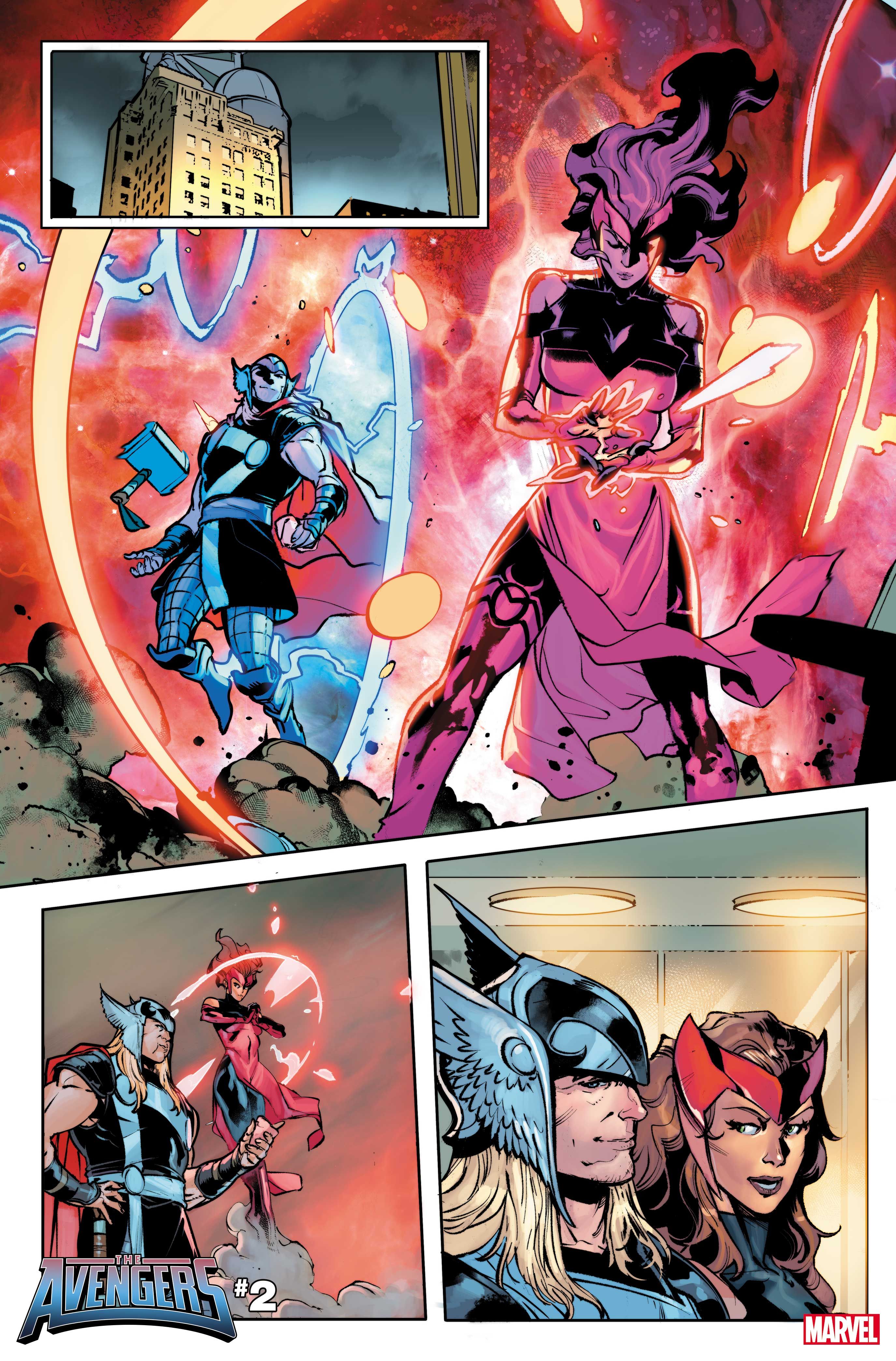 Scarlet Witch and Thor meet in Avengers #2