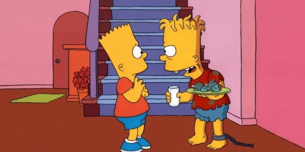 Bart argues with his Evil Twin in The Simpsons