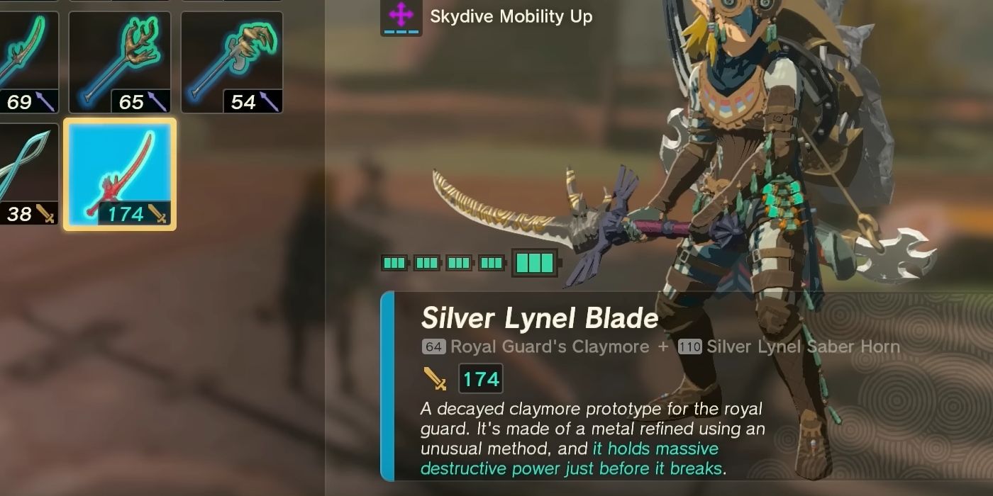 Silver Lynel Blade em The Legend of Zelda: Tears of the Kingdom