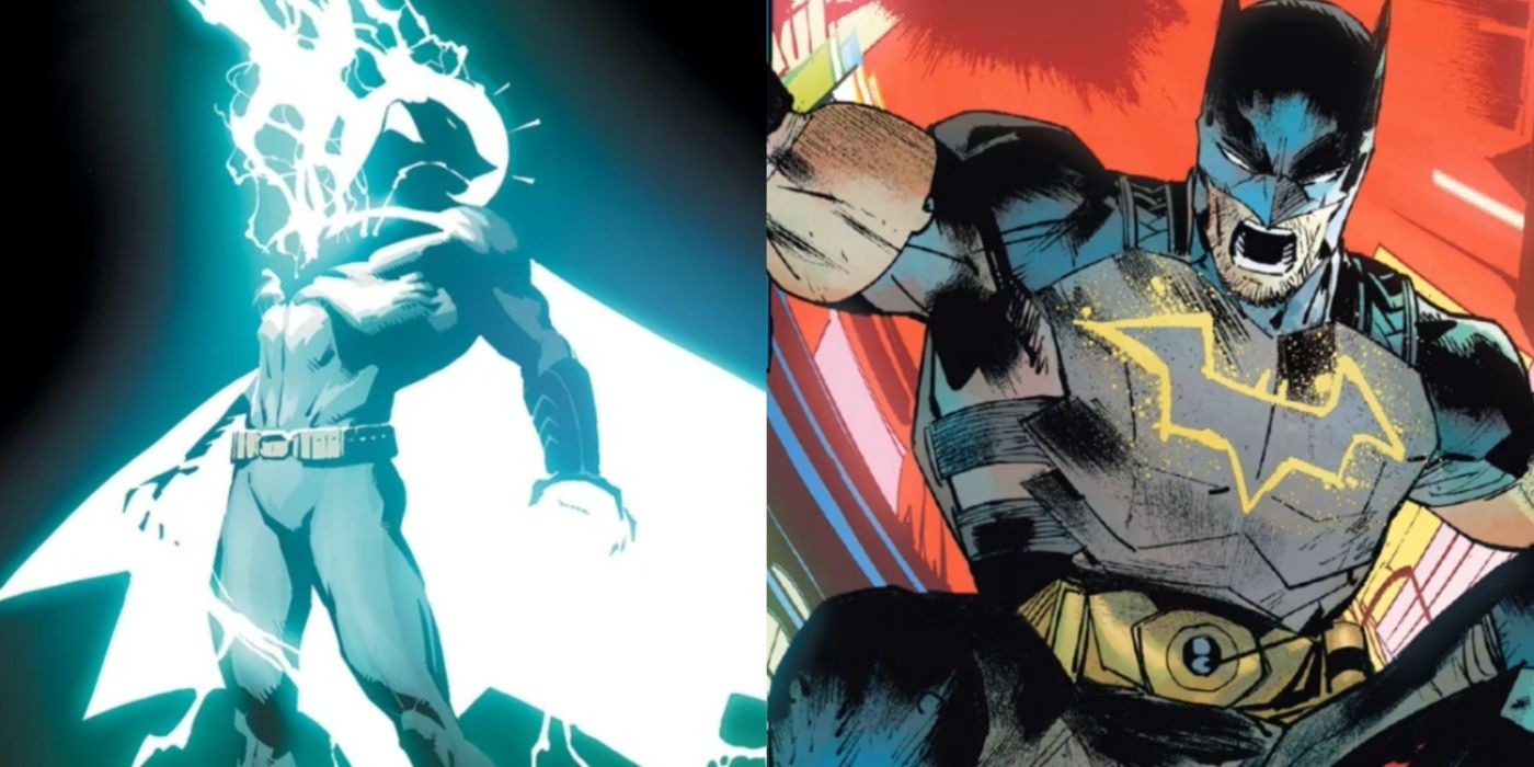 Split image of Batman in cover art for Ghost in the Machine and Future State: Dark Detective.
