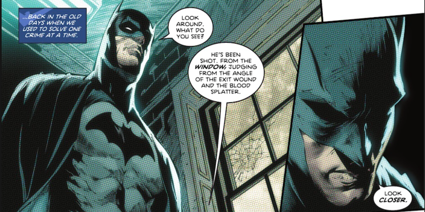 Batman ensinando a Dick suas habilidades de detetive