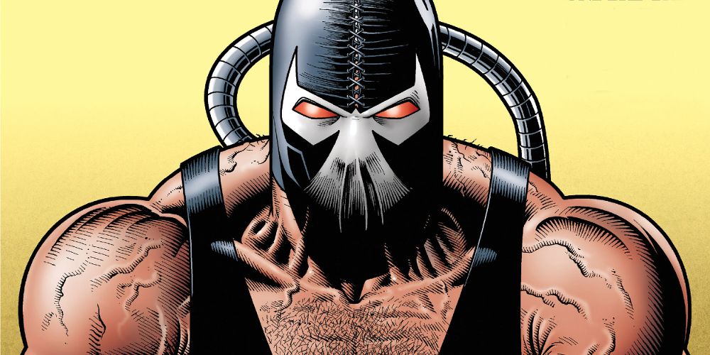 Batman's enemy Bane, with rippling vein-filled muscles, in DC Comics