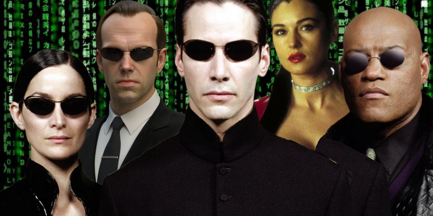 Poorly Aged Matrix Movies Collage Trinity, Agent Smith, Neo, Persephone, Morpheus
