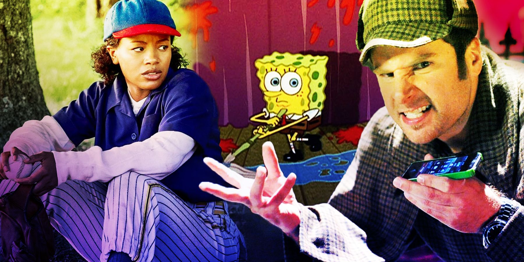 Maxine from show A League of Their Own, Spongebob from show Spongebob Squarepants, and Shawn from show Psych