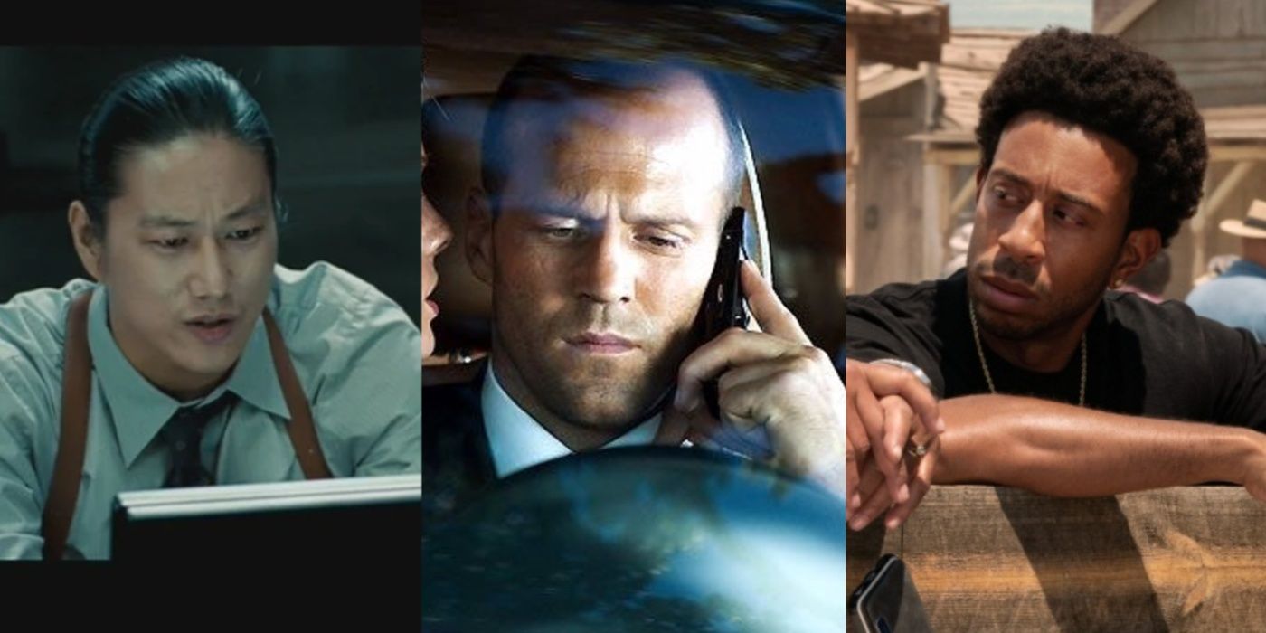 Split image showing the Fast & Furious characters Sung Kang, Jason Statham and Ludacris