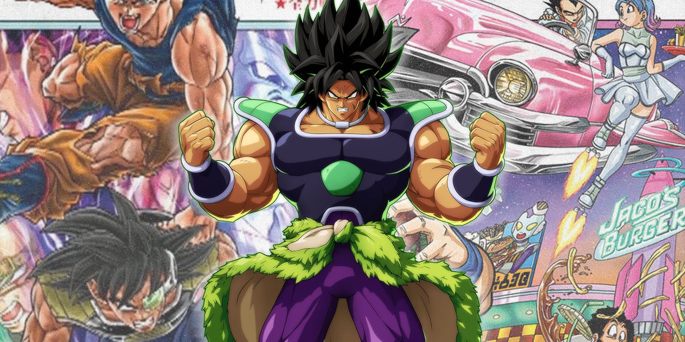 Broly powering up stance and Dragon Ball Super covers