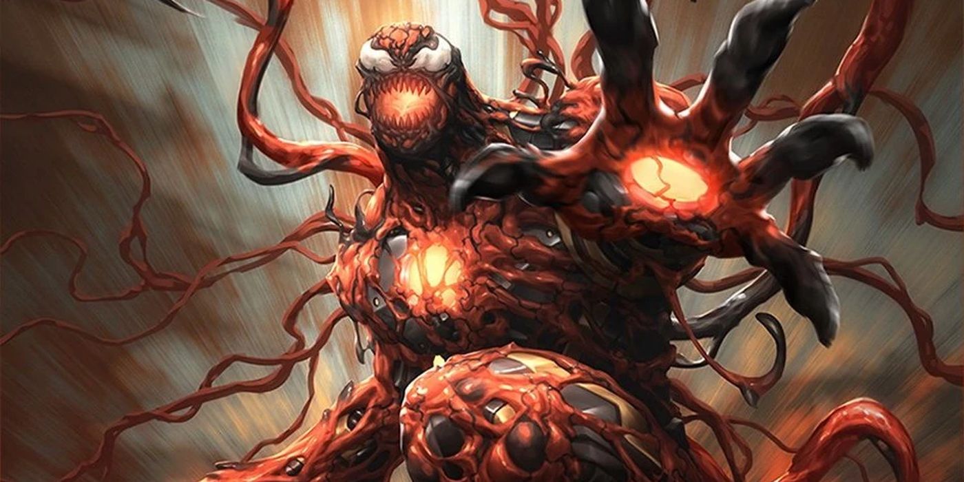 Carnage in his Extrembiote form extends a hand in Marvel Comics