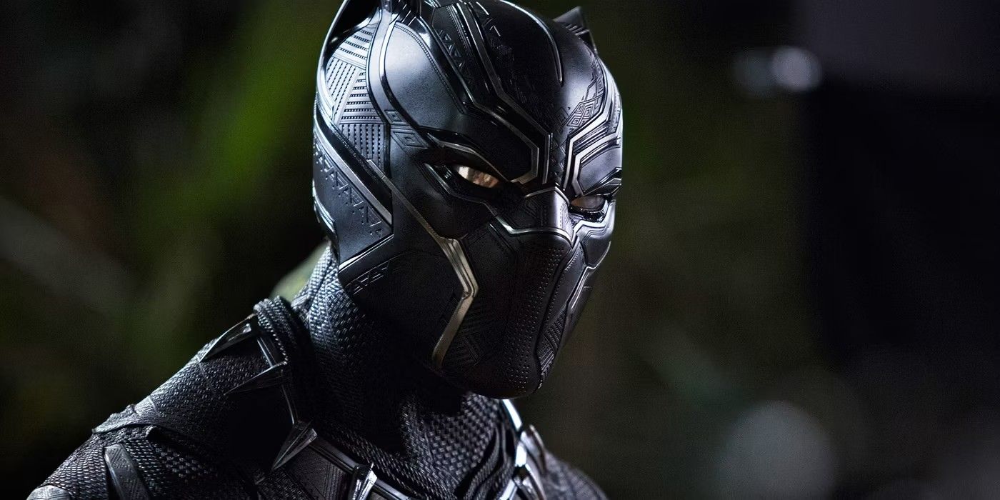 Chadwick Boseman as Black Panther in the MCU movie Black Panther