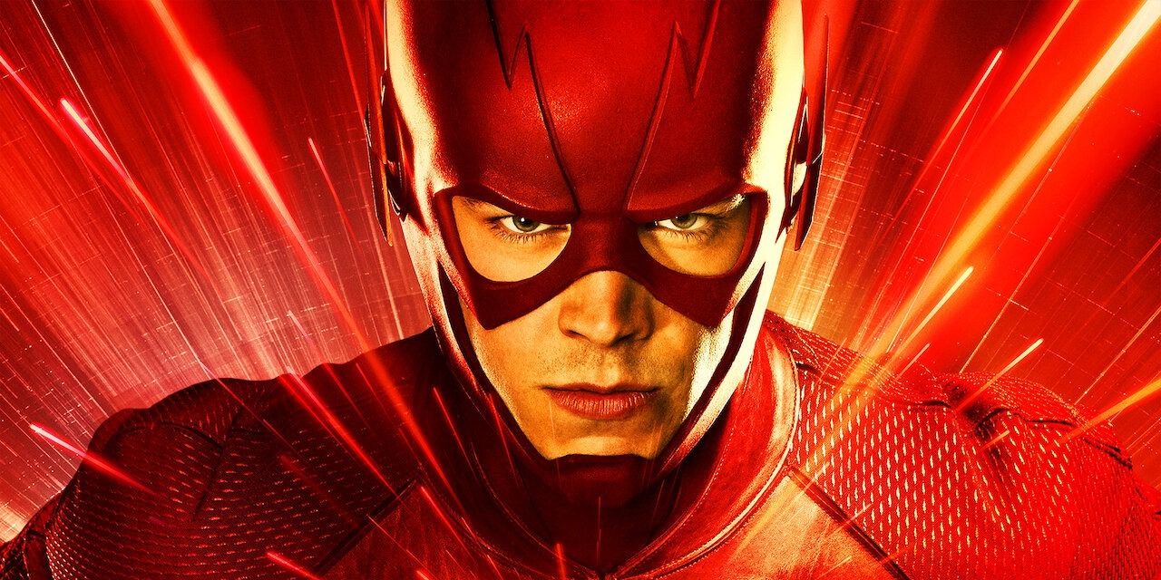 Close-up of The Flash's face as he runs