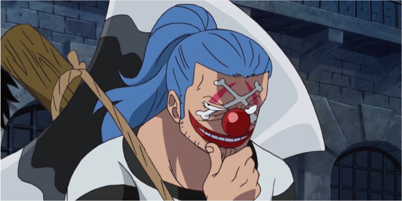 Buggy grins in Impel Down in One Piece.