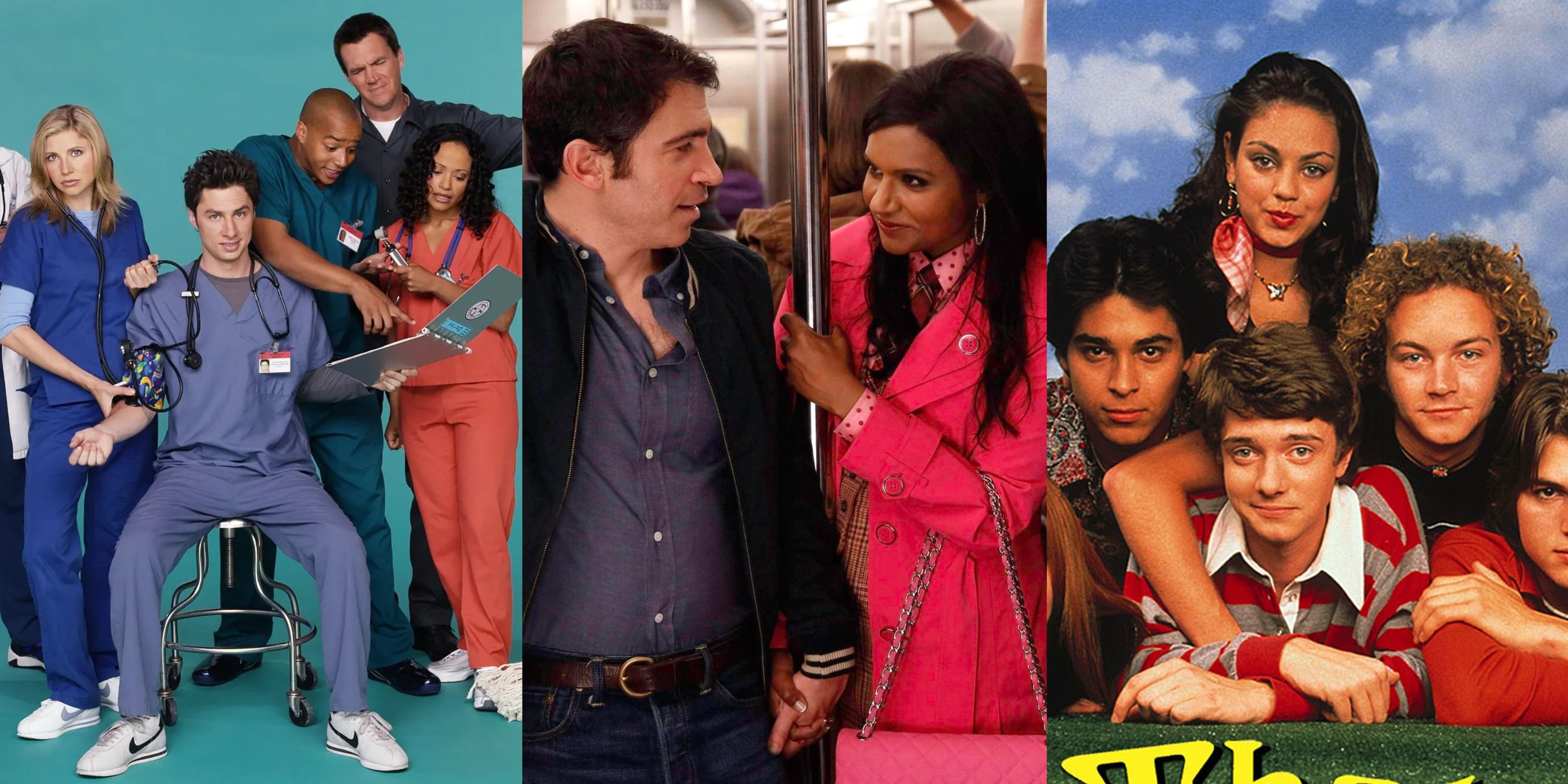 The cast of Scrubs, Danny and Mindy in The Mindy Project, the cast of That 70s show
