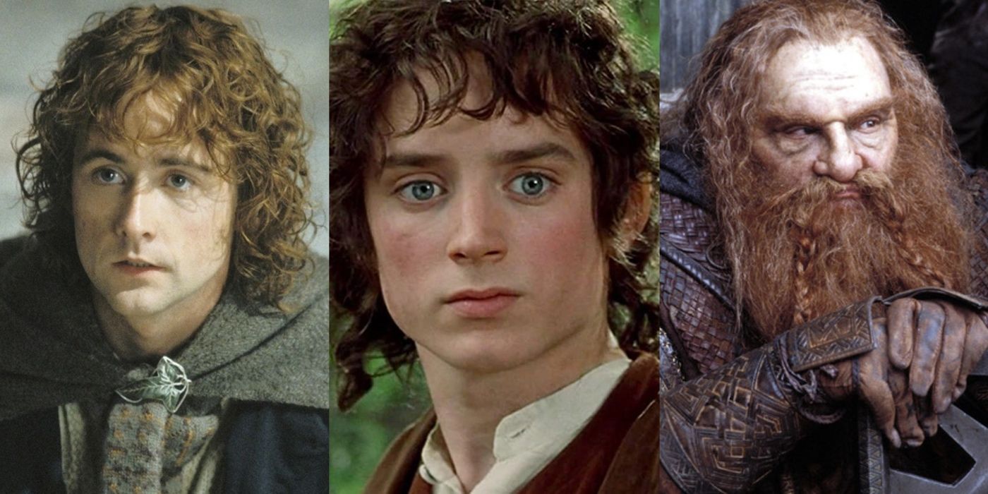 Split image of Pippin, Frodo and Gimli from The Lord Of The Rings