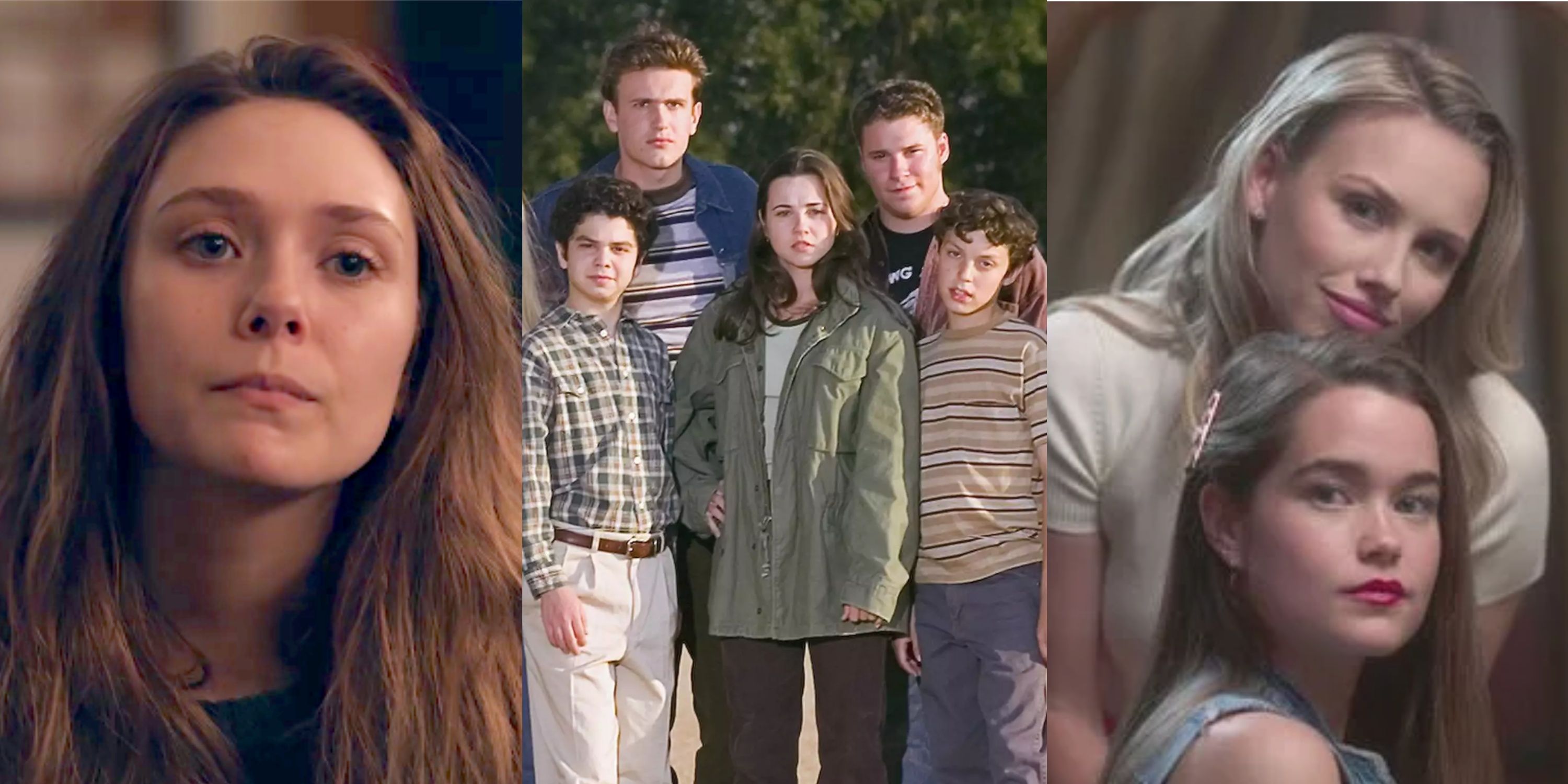 Split image of Leigh (Sorry For Your Loss), the cast of Freaks & Geeks, and Juliette & Elinor (First Kill)